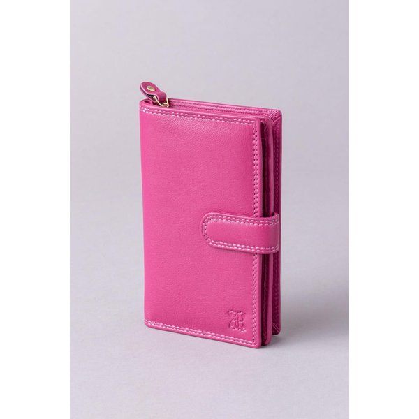 Lakeland Leather Women's Medium Leather Tab Purse in Dark Pink