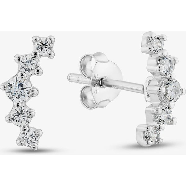 T.H.Baker Women's Sterling Silver Cubic Zirconia Curve Stud Earrings E5951C