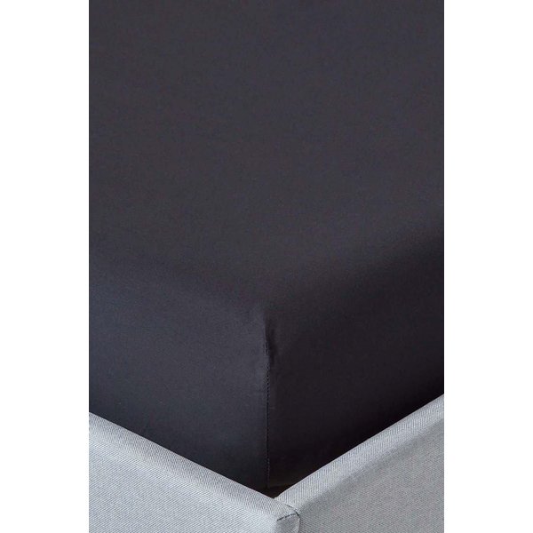 Homescapes Egyptian Cotton Fitted Sheet 12 inch 200 Thread Count in Black | Size: Double Fitted