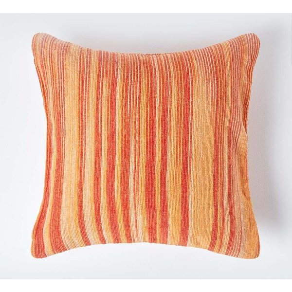 Homescapes Cotton Chenille Tie Dye Cushion Cover in Pale Orange | Size: 60 cm x 60 cm