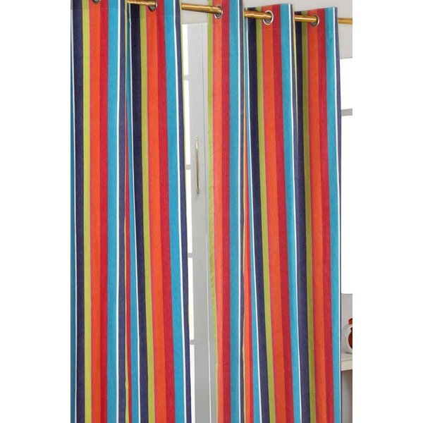 Homescapes Multi Stripes Ready Made Eyelet Curtain Pair | Size: 117 cm width x 137 cm drop