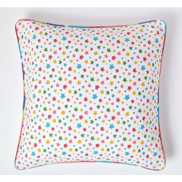 Homescapes Cotton Multi Colour Stars Cushion Cover | Size: 45 cm x 45 cm