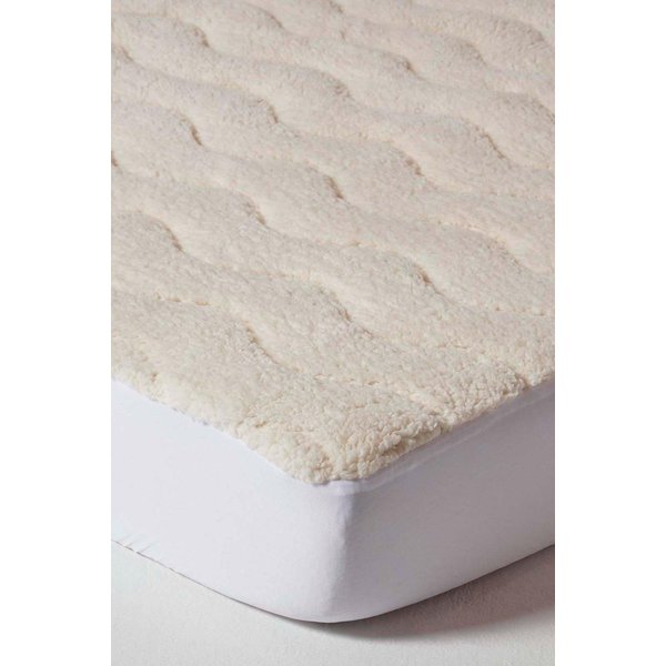 Homescapes Deep Quilted Fleece Mattress Topper in White | Size: Double