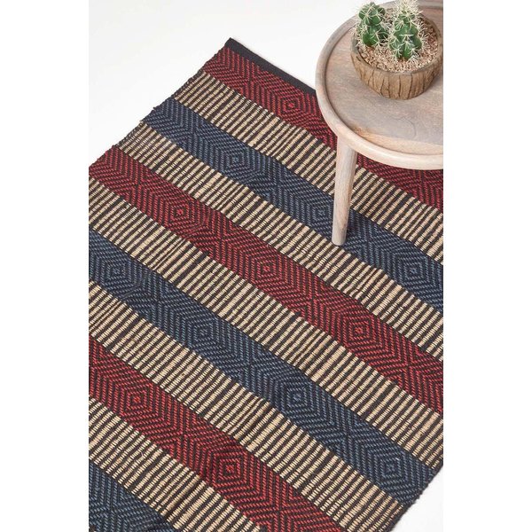 Homescapes Multicolour Striped Jute Rug | Size: 60 cm x 100 cm