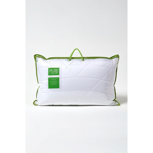 Homescapes Luxury Hypoallergenic Bamboo Pillow for Back Sleepers in White