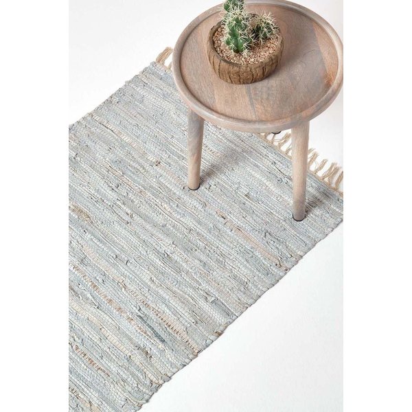 Homescapes Leather Glitter Hall Runner, 66 x 200 cm in Natural | Size: 66 cm x 200 cm