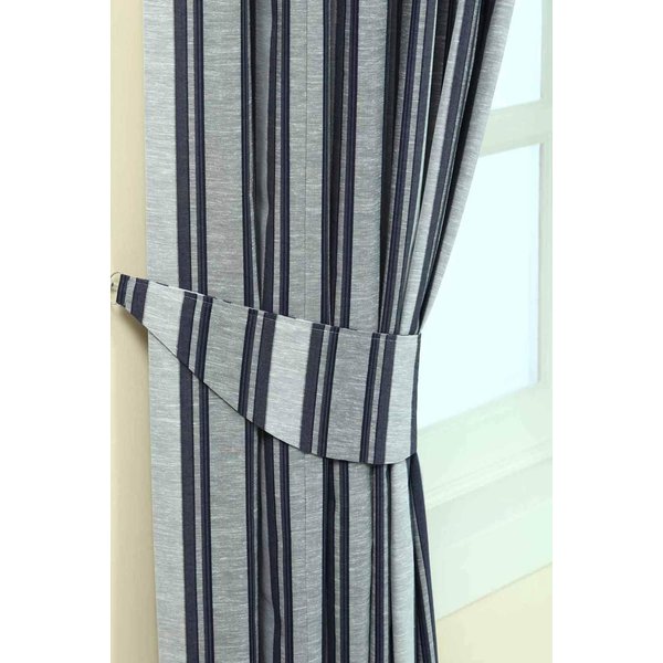 Homescapes Modern Stripe Jacquard Curtain Tie Back Pair in Blue