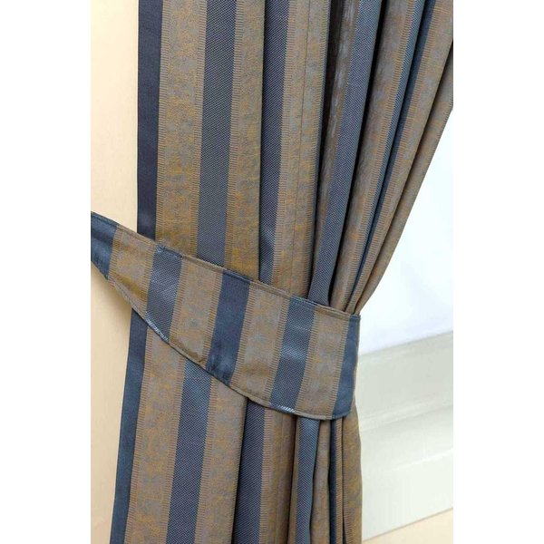 Homescapes Stripe Jacquard Curtain Tie Back Pair in Blue