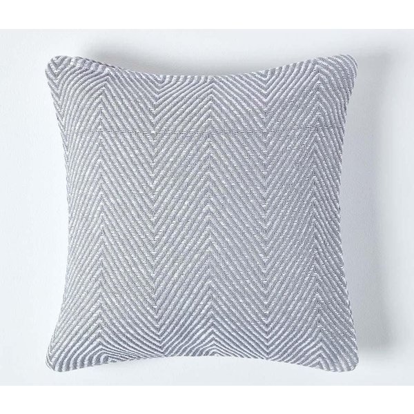 Homescapes Cotton Halden Cushion Cover in Grey | Size: 60 cm x 60 cm