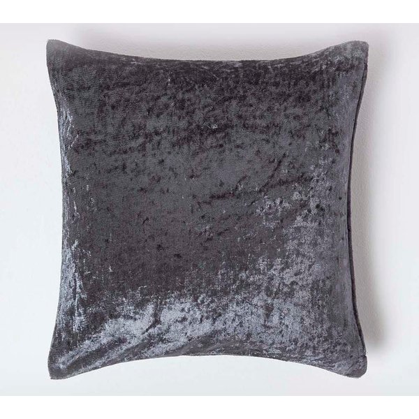 Homescapes Luxury Crushed Velvet Cushion Cover in Dark Grey | Size: 45 cm x 45 cm