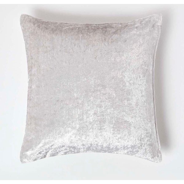 Homescapes Luxury Crushed Velvet Cushion Cover in Light Beige | Size: 45 cm x 45 cm