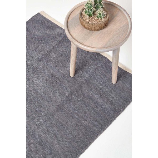 Homescapes 100% Cotton Plain Chenille Rug in Dark Grey | Size: 60 cm x 100 cm