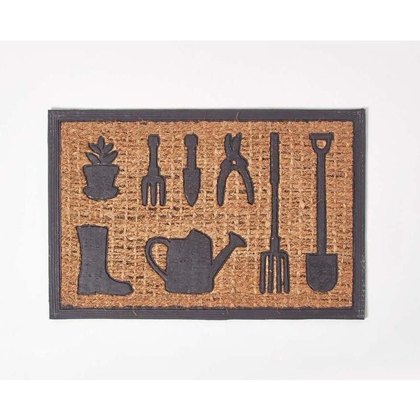 Homescapes Garden Tools Rubber & Coir Doormat in Black | Size: 40 cm x 60 cm