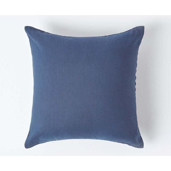 Homescapes European Linen Pillowcase, 40 x 40 cm in Navy