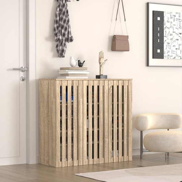 Home Source 3 Door Shoe Storage Cabinet with Adjustable Shelves