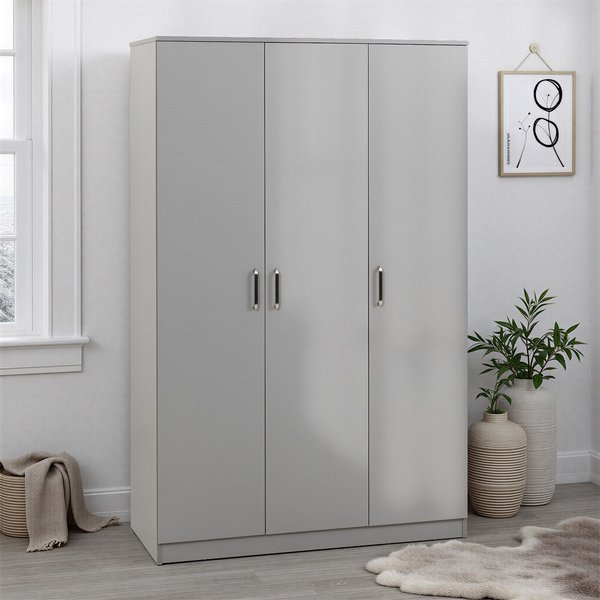 Seconique Dakota 3 Door Wardrobe - Light Grey, Grey