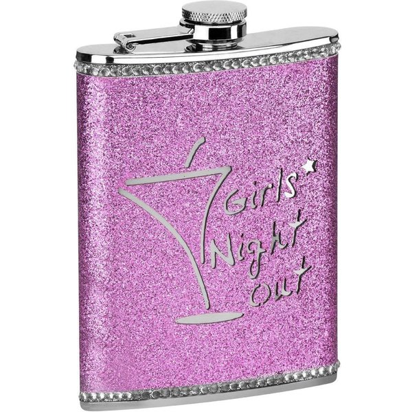 KAV Glitter Hip Flask for Girls Night Out - Pink, 8oz