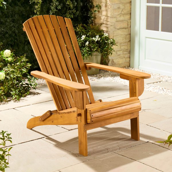 Vonhaus Folding Adirondack Chair, Brown