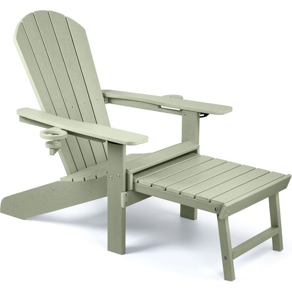 Vonhaus Adirondack Green Garden Chair With Footstool, Green