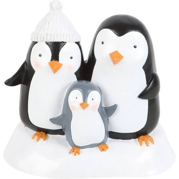 KDMD Penguin Family Resin Ornament in Black