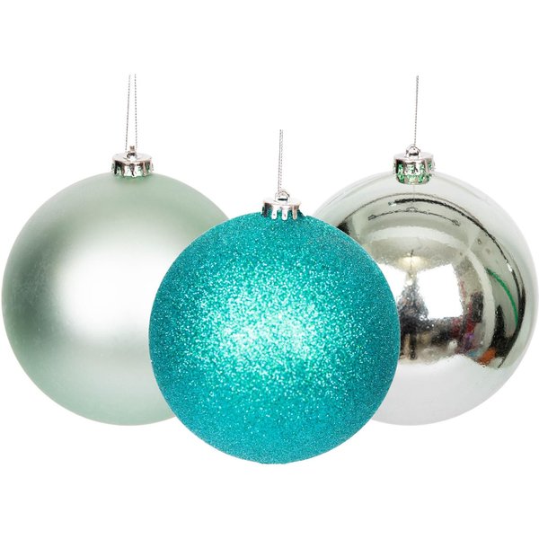 Shatchi 15cm/3Pcs Christmas Baubles Shatterproof Turquoise., Blue