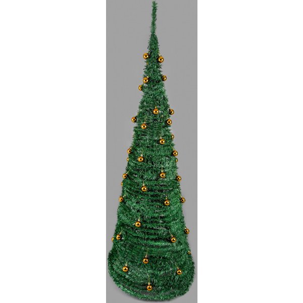 Shatchi Prelit Pre Pop Up Christmas Tree LED Warm White Lights Baubles Battery Operated, Gold, 6Ft, Gold