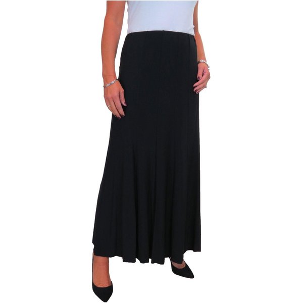 Paulo Due Women's Panelled 38" Elastic Waist Maxi Skirt in Black | Size: 10-12