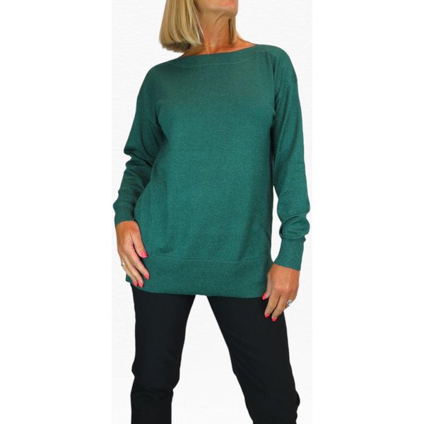 Paulo Due Women's Long Sleeve Sparkly Green Jumper Top | Size: 8