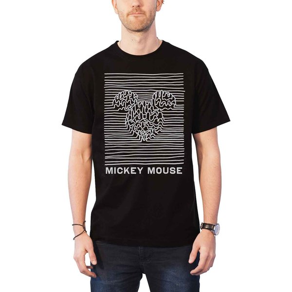 Disney Mickey Mouse Unknown Pleasures T-Shirt in Black | Size: 2XL