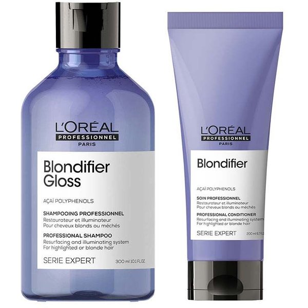 L'Oreal Professionnel Serie Expert Blondifier Shampoo Gloss 300ml & Conditioner 200ml Duo in Clear