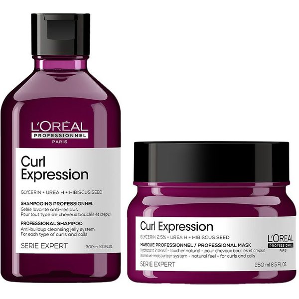 L'Oreal Professionnel Serie Exoert Curl Expression Clarifying & Anti-Build Up Shampoo 300ml & Curl Expression Hair Mask 250ml Duo in Clear