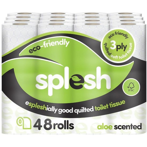 Splesh Toilet Roll' Soft & Quilted, Aloe Vera 48 Rolls in White