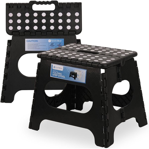 Neel Blue Folding Step Stool, Collapsible Stool, 11 Inches in Black