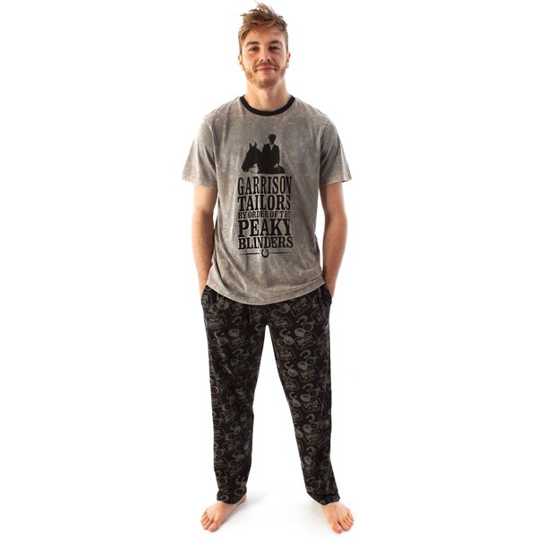 Peaky Blinders Men's Adult T-Shirt & Lounge Pants (Grey) in Grey | Size: Medium