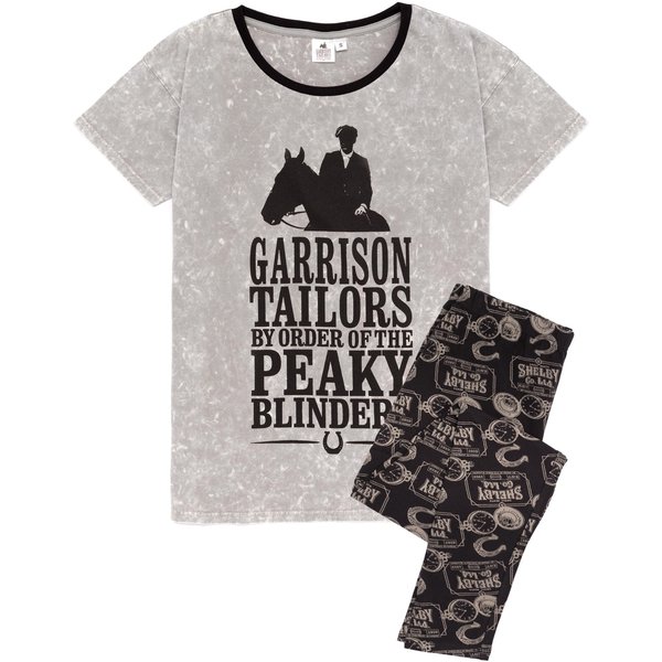 Peaky Blinders Women's Adult Short Sleeve Long Leg Pyjama Set (Grey) in Grey | Size: Medium
