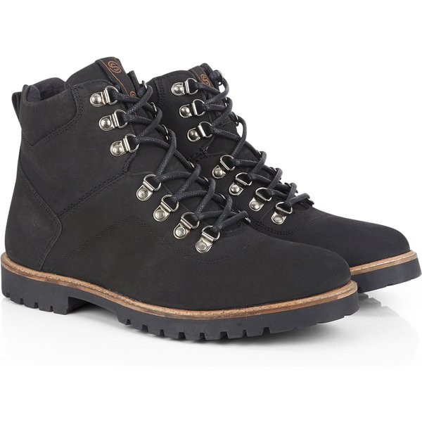 Silver Street London Men's Oslo Premium Leather Lace Up Boots in Black | Size: 10