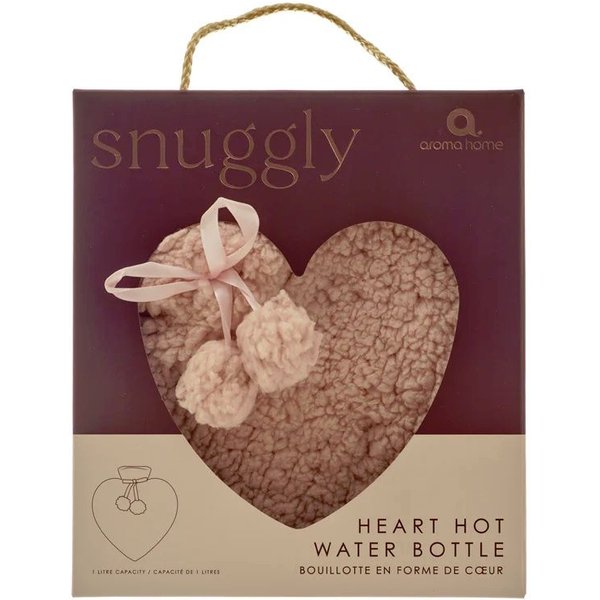 Aroma Home Soft Pink Heart Hot Water Bottle 1L