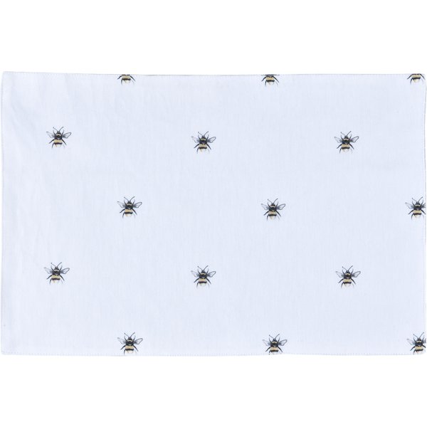 Smart Living Stylish & Durable Bumble Bee Printed Cotton Placemats - Set of 4 in White | Size: 4 Pack