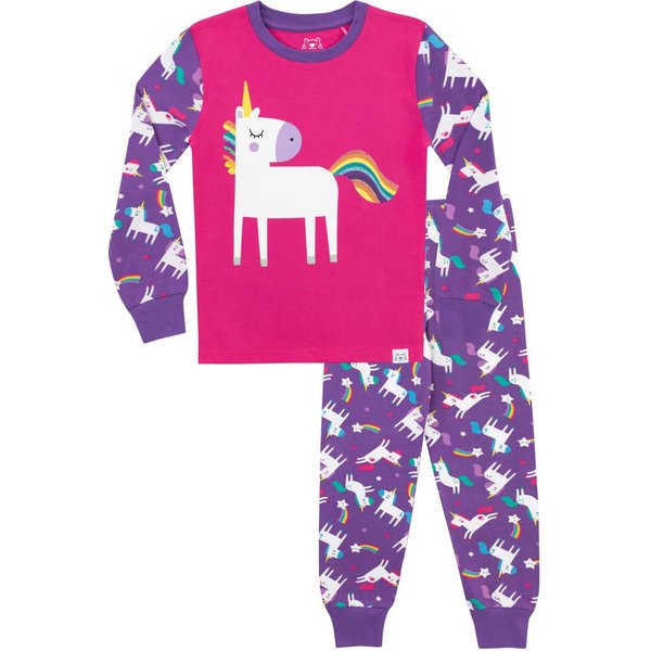 Harry Bear Girl's Unicorn Print Cosy Snuggle Fit Pyjamas in Purple | Size: 10-11 Years