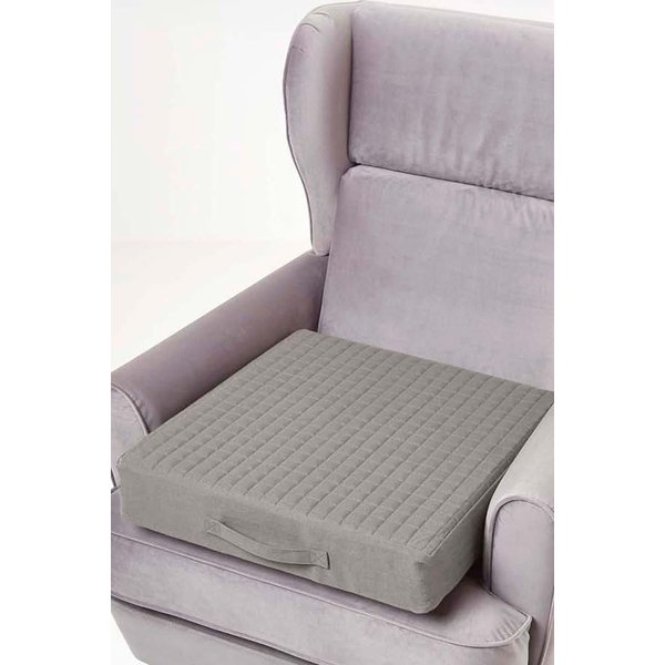 Homescapes Cotton Orthopaedic Foam Armchair Booster Cushion in Charcoal | Size: 50 cm x 50 cm