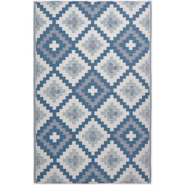 Homescapes Luxury Outdoor Rug Waterproof Reversible for Garden, Blue Mia Aztec | Size: 120 cm x 180 cm