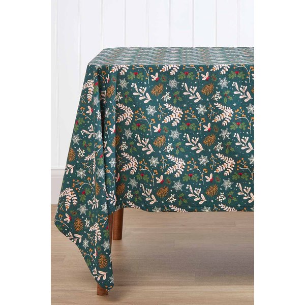 Homescapes Festive Forest Cotton Christmas Tablecloth, 178cm x 305cm in Green | Size: 178 cm x 305 cm