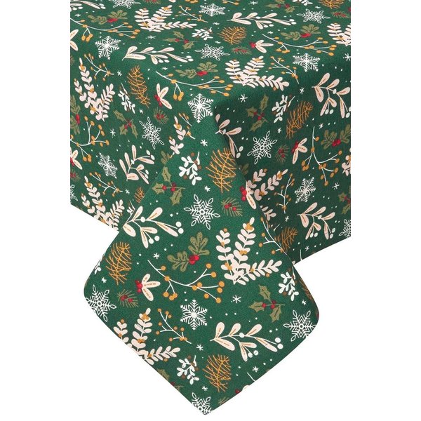 Homescapes Festive Forest Cotton Christmas Round Tablecloth, 178 cm in Green