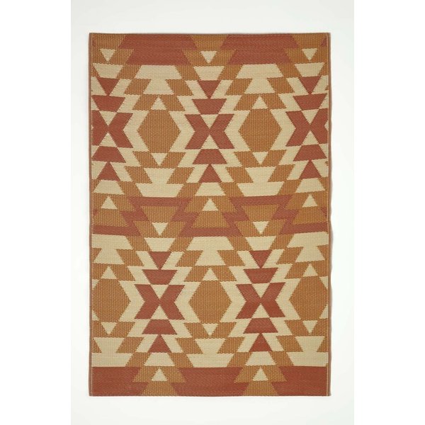 Homescapes Luxury Outdoor Rug Waterproof Reversible for Garden, Orange Anya Aztec | Size: 150 cm x 240 cm