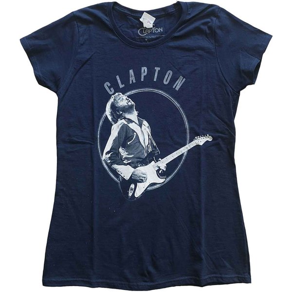 Eric Clapton Women's Vintage Photo Skinny Fit T-Shirt in Navy | Size: Small