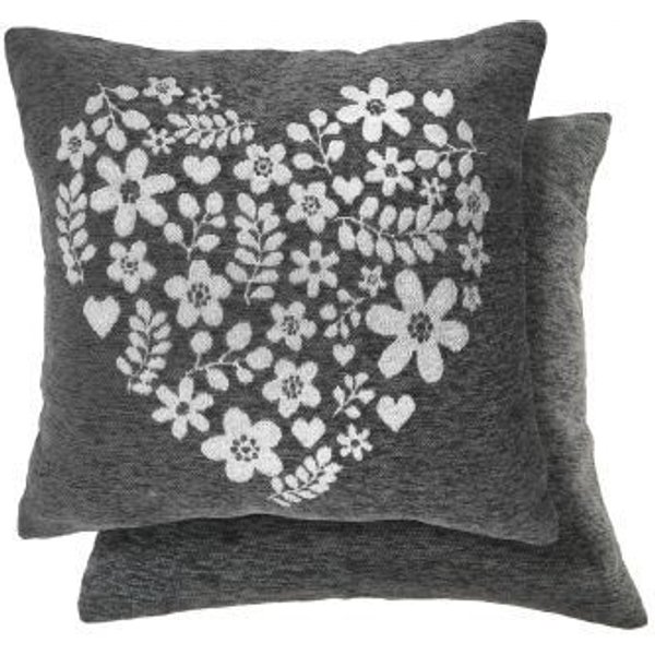 New Edge Blinds Newedgeblinds Love Heart Cushion Cover In Charcoal, Grey