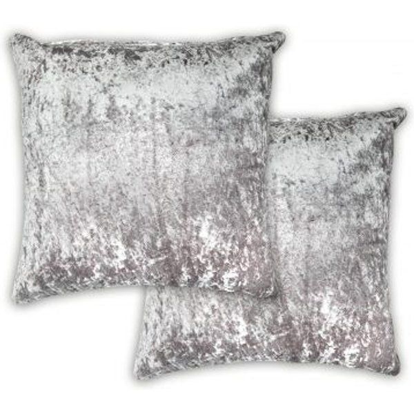 New Edge Blinds Newedgeblinds Crushed Velvet Cushion Cover In Silver, Grey