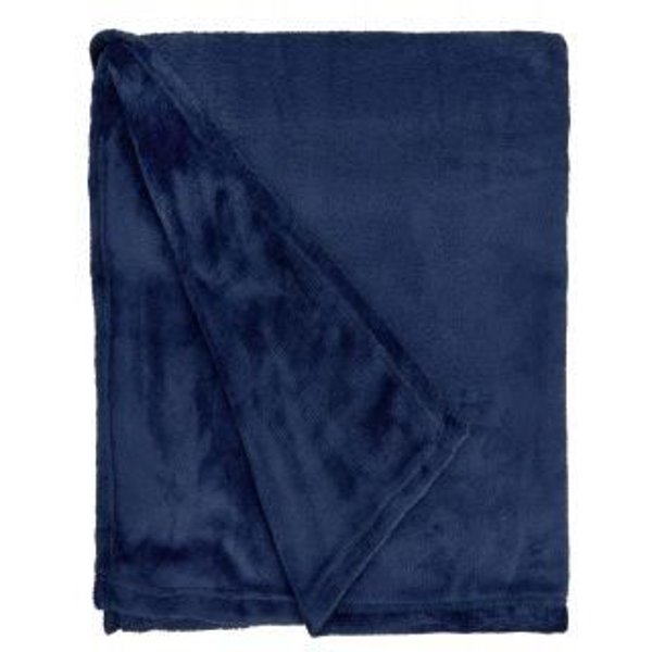 New Edge Blinds Newedgeblinds Plush Collection Flannel Fleece Super Soft Throw In Navy (79" X 95"), Blue