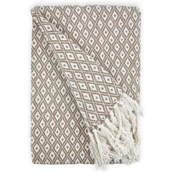 New Edge Blinds Newedgeblinds Stockholm Collection Recycled Cotton Throw In Taupe (90" X 100")