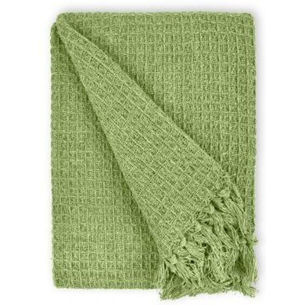 New Edge Blinds Newedgeblinds Waffle Collection Recycled Cotton Throw In Pistachio (90" X 100"), Green